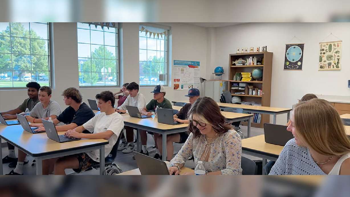 A group of students in class, Thursday. The Pocatello/Chubbuck School District 25 recently implemented its revised cellphone policy, which is familiar to many high school students.