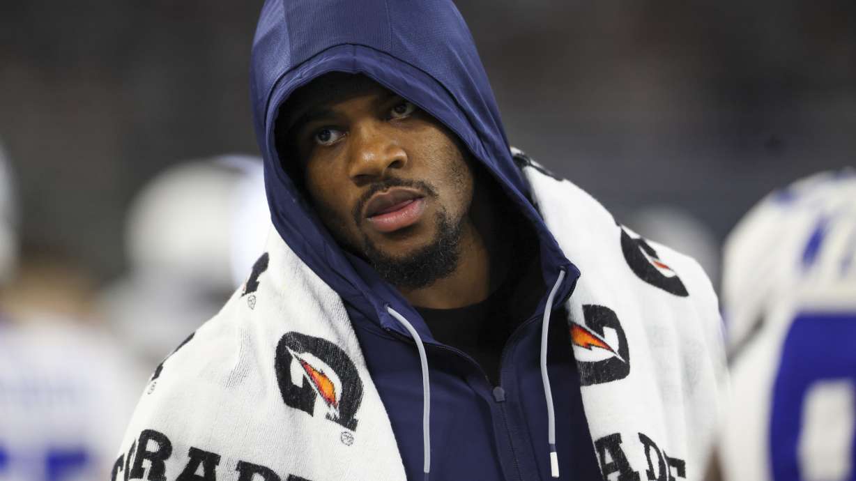 Dallas Cowboys defensive end Micah Parsons walks on the sideline during the second half of a preseason NFL football game against the Atlanta Falcons Friday, Aug. 22, 2025, in Arlington, Texas.