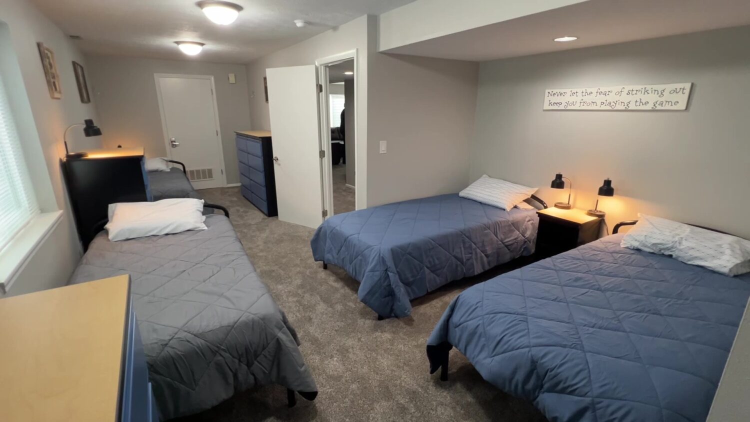 A bedroom in Odyssey House on Wednesday, where a new sober living facility opened.