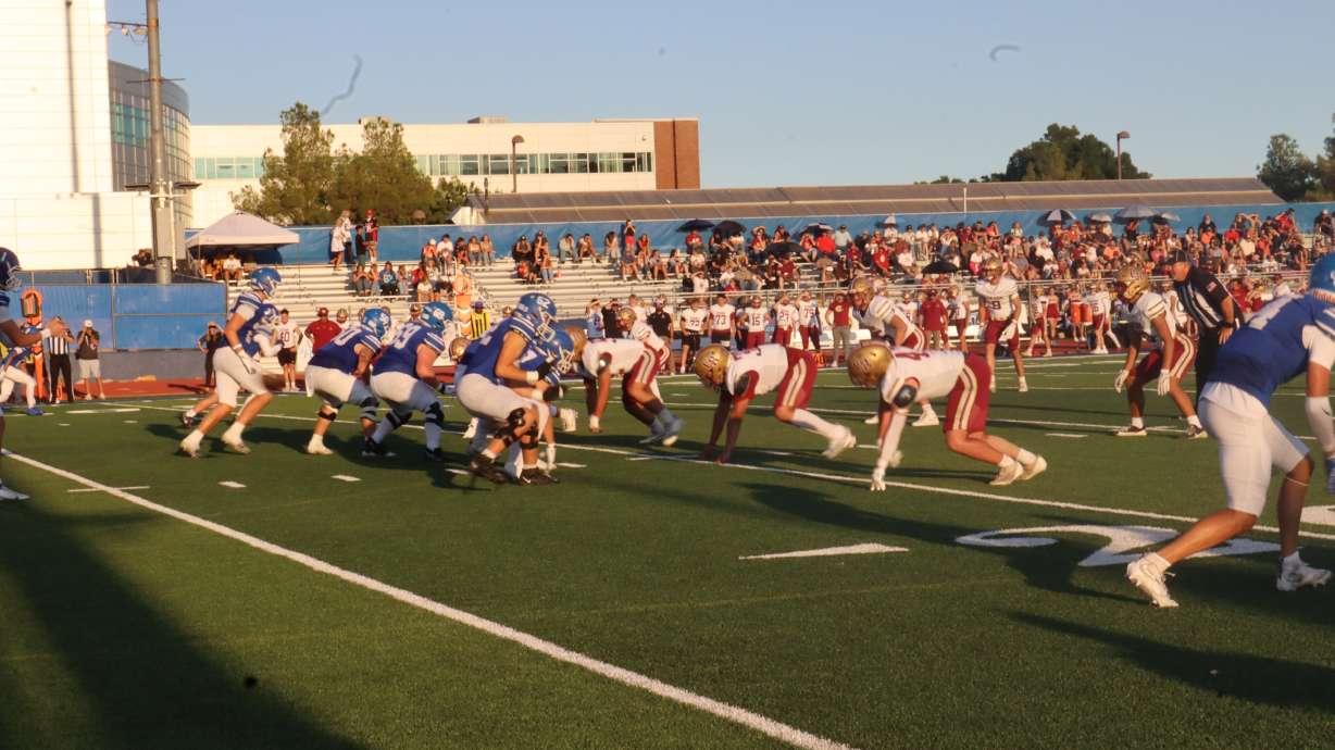 Cedar and Dixie compete on the field on Aug. 29, 2025 in St. George.