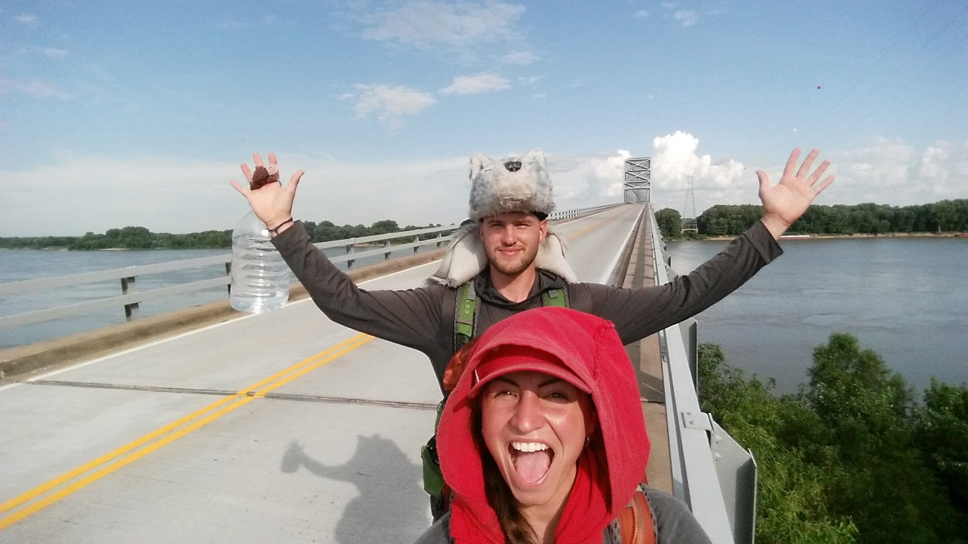 Amanda and Kolton Rackham celebrate entering Illinois on Aug. 2, 2017. The Rackhams walked across America in 2017-2018 to learn more about each other and themselves.