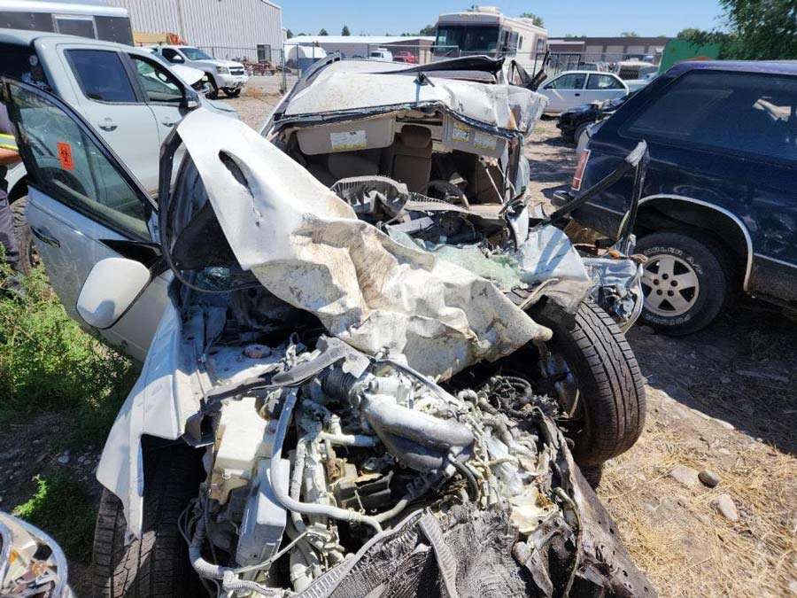 Hannah Britton’s vehicle after the devastating crash that killed her boyfriend and critically injured herself.