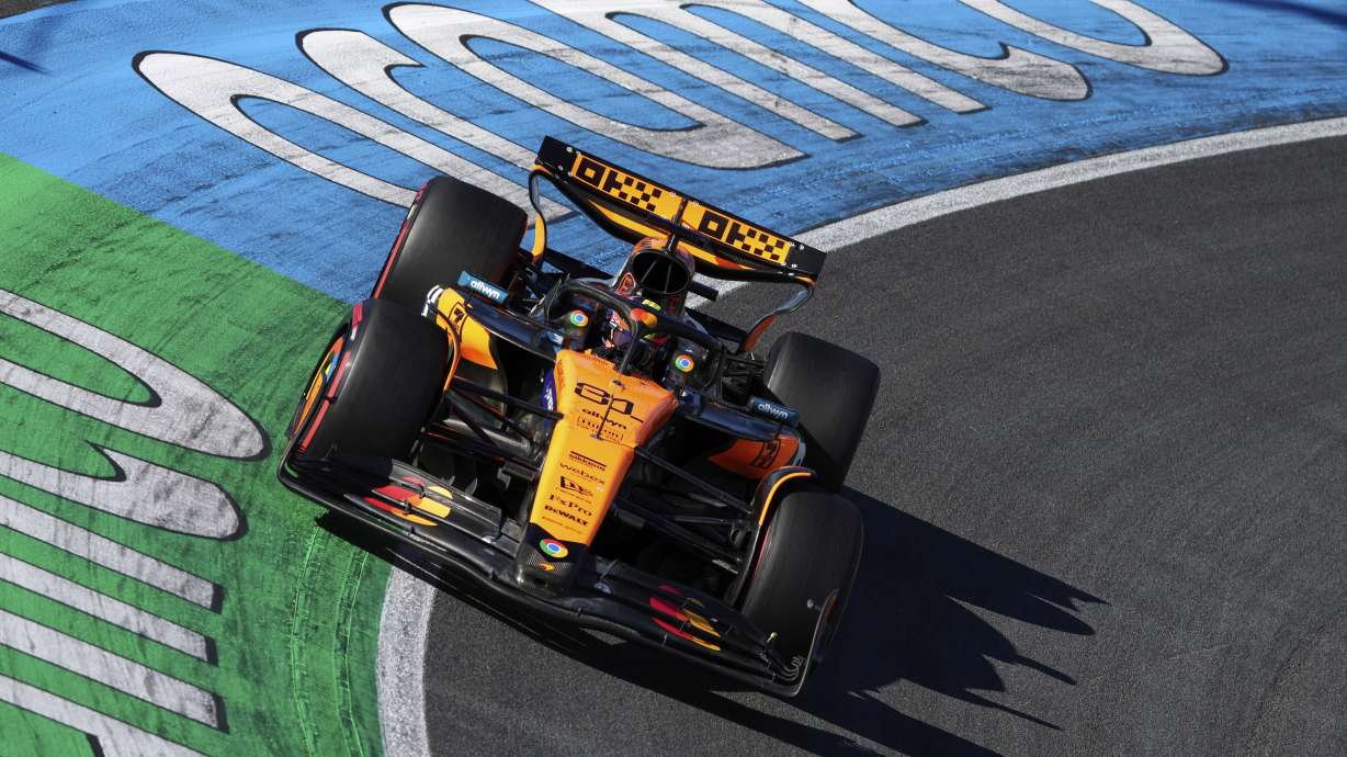 McLaren driver Oscar Piastri of Australia in action during the qualifying for the Formula One Dutch Grand Prix in Zandvoort, Netherlands, Saturday, Aug. 30, 2025.