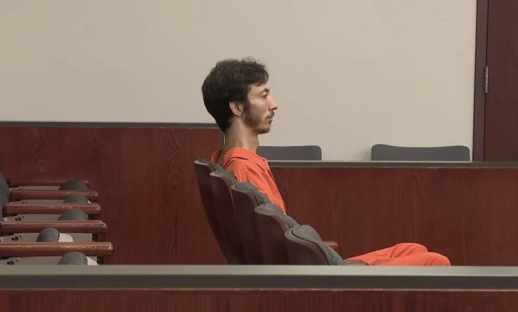 Defendant Matthew Sorber-Petrie sits in the courtroom prior to his preliminary hearing, Cedar City, Friday.