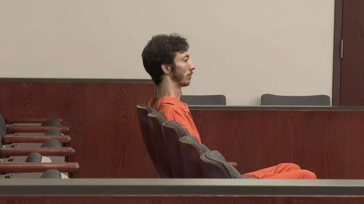 Defendant Matthew Sorber-Petrie sits in the courtroom prior to his preliminary hearing, Cedar City, Friday.
