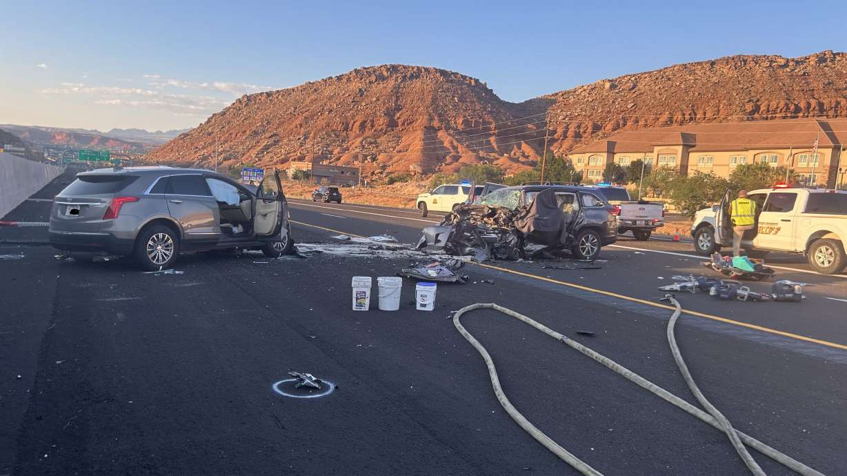 Three people were confirmed dead Sunday after a driver entered I-15 going the wrong way and crashed into another car.
