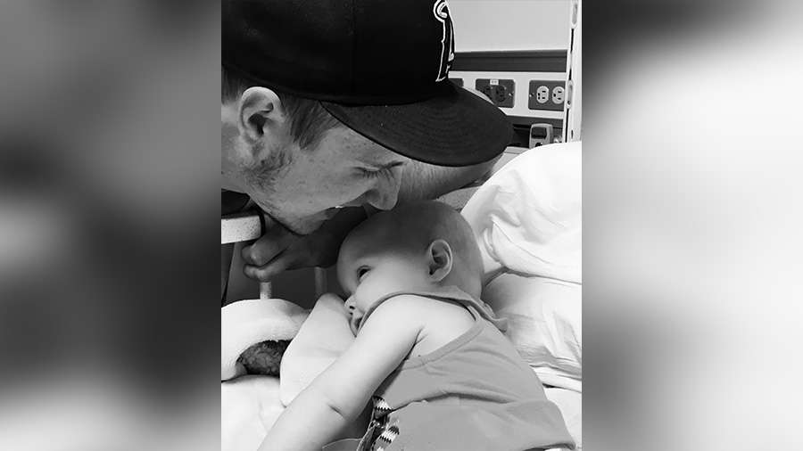 Ariya Park pictured as a baby during treatment for an autoimmune disease and cancer. Ariya is now a finalist for Youth Athlete of the Year.