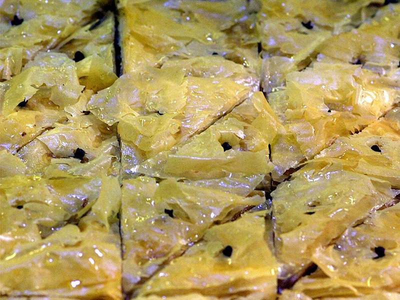 A tray of baklava is pictured at the Salt Lake Greek Festival. Rev. Fr. George Nikas promoted some of the food, like baklava, that will be available at this year's festival.