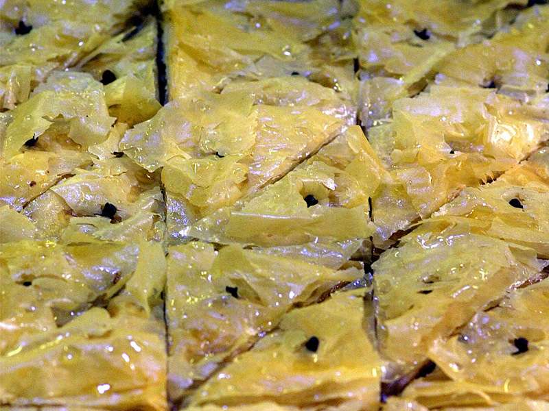A tray of baklava is pictured at the Salt Lake Greek Festival. Rev. Fr. George Nikas promoted some of the food, like baklava, that will be available at this year's festival.