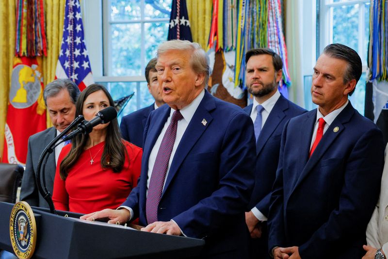 President Donald Trump speaks in the Oval Office, Tuesday. Trump announced he would send the National Guard to Chicago, though he did not explicitly say when it would happen.