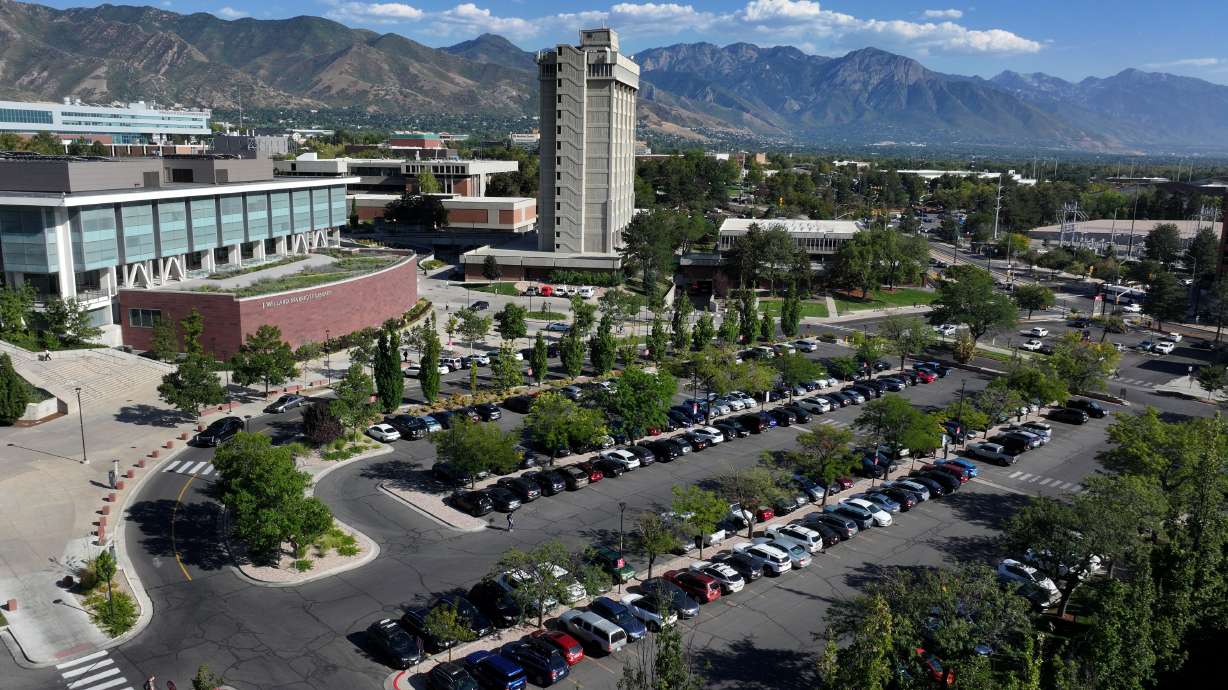 A parking lot is pictured in front of the Marriott Library at the University of Utah in Salt Lake City on Tuesday. Recently announced changes regarding class scheduling at the U. have led to a social media firestorm and significant student pushback.