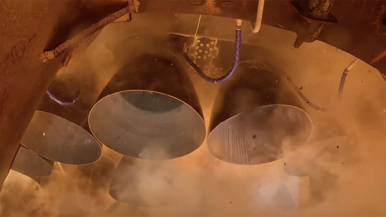 Video from beneath the launch pad shows the SpaceX Starship launching into space on Aug. 26 from Starship, Texas.