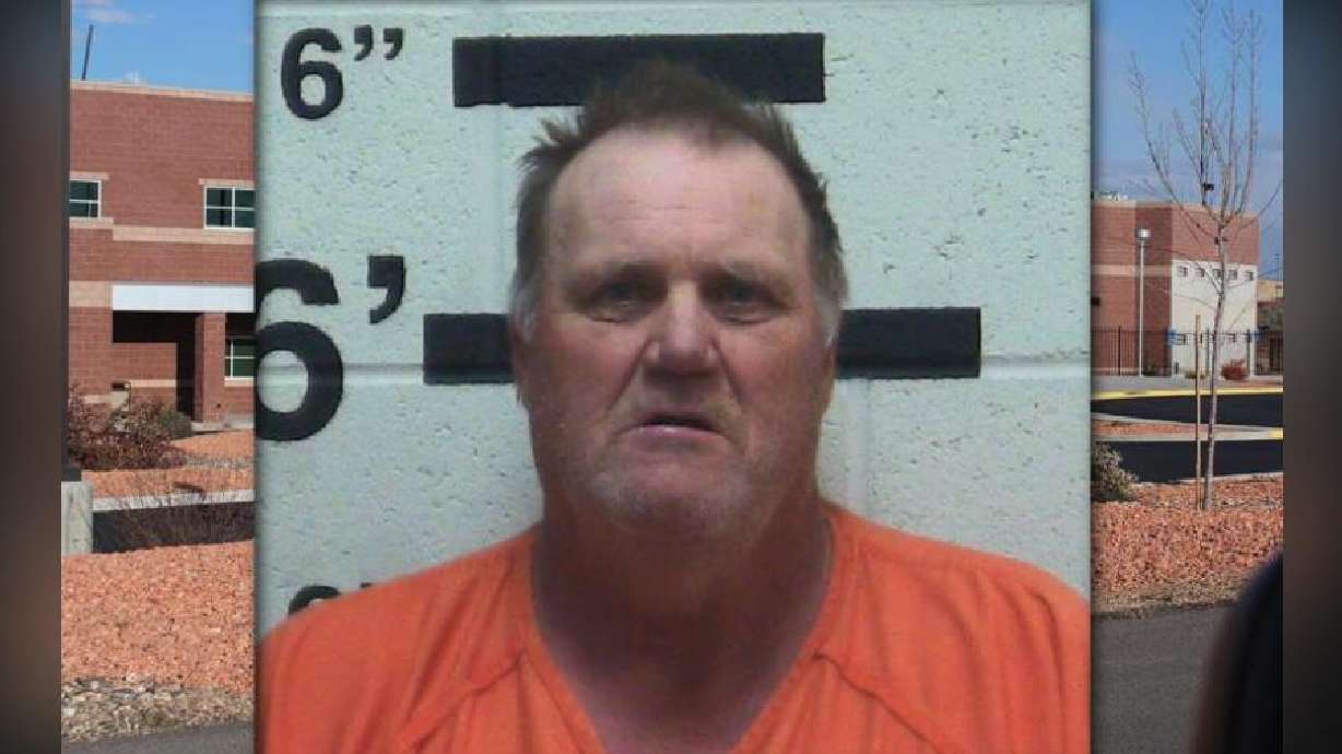 Overlay booking photo shows James Willis Cox, 57, following his arrest in Kanab, May 8. Cox, a 57-year-old Leeds resident and registered sex offender, appeared for sentencing last month.