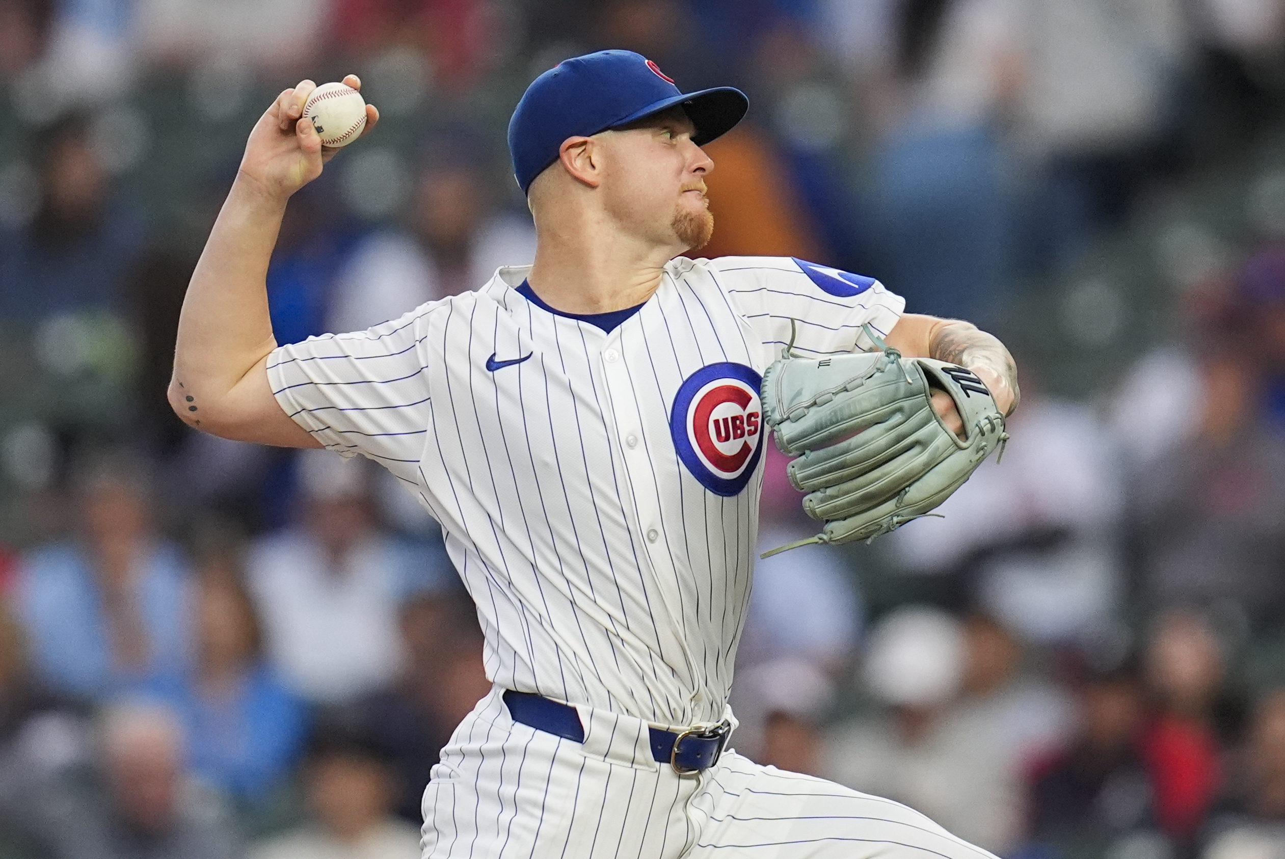 Chicago Cubs starting pitcher Cade Horton throws against the Atlanta Braves during the first inning of a baseball game Wednesday, Sept. 3, 2025, in Chicago. 