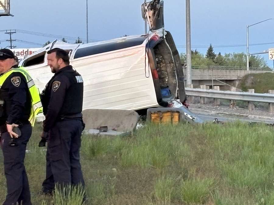 A crash in Idaho Falls is seen on May 18, 2024. A man was sentenced Tuesday for causing the crash that killed six people.