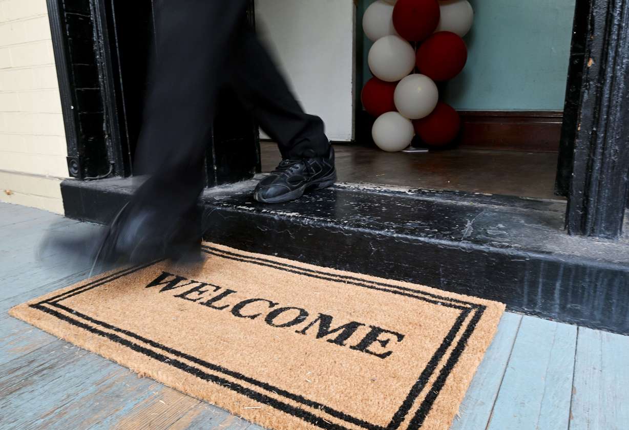 The welcome mat at the Mel Meister Chabad Lounge at the University of Utah, the first-ever Jewish space designed to serve the campus community, on Wednesday.
