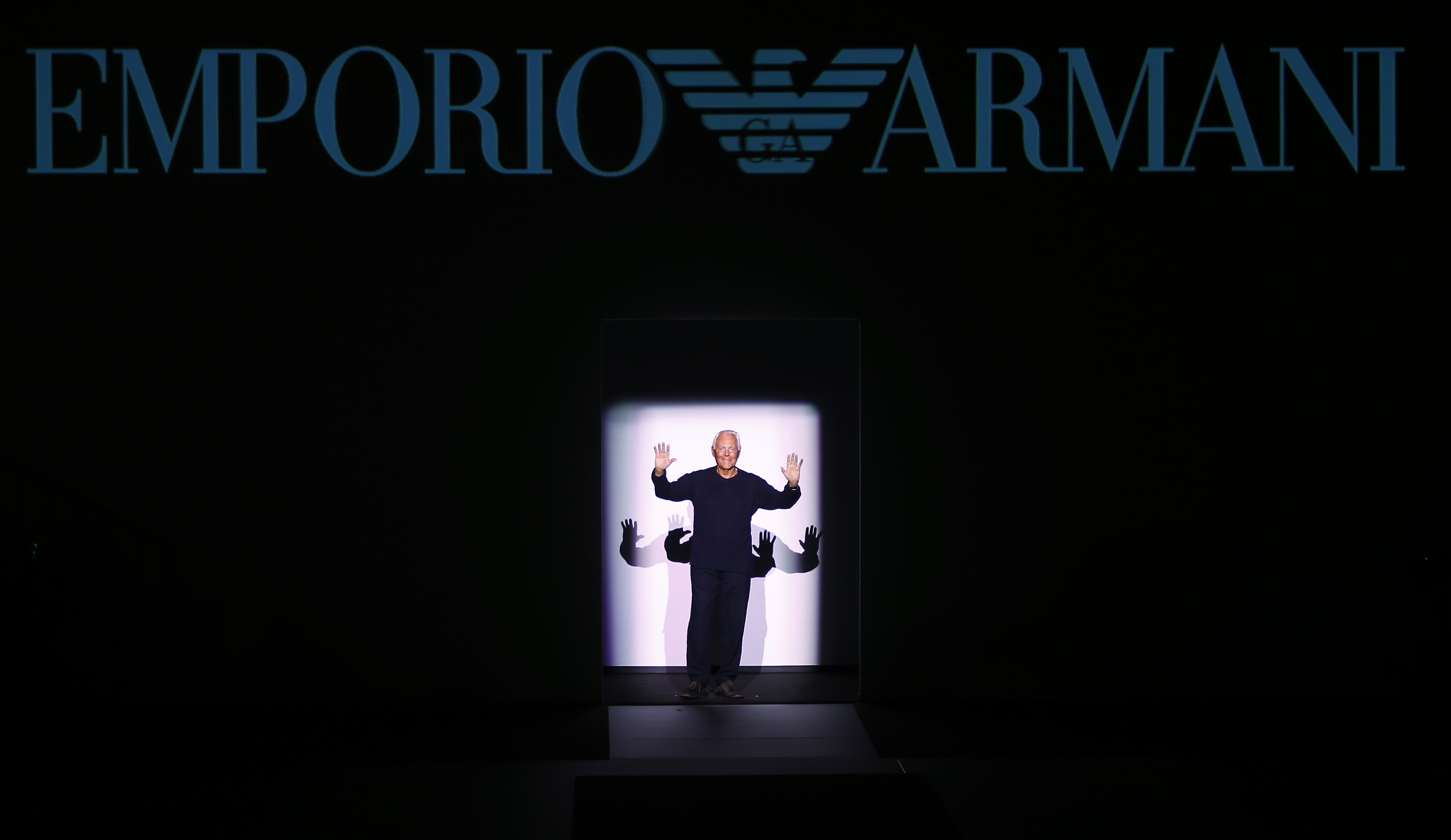 Giorgio Armani at Fashion Week in Milan, Italy, Jan. 14, 2017. Actor Julia Roberts called Armani, who died Thursday at age 91, "a true friend" and "a legend."