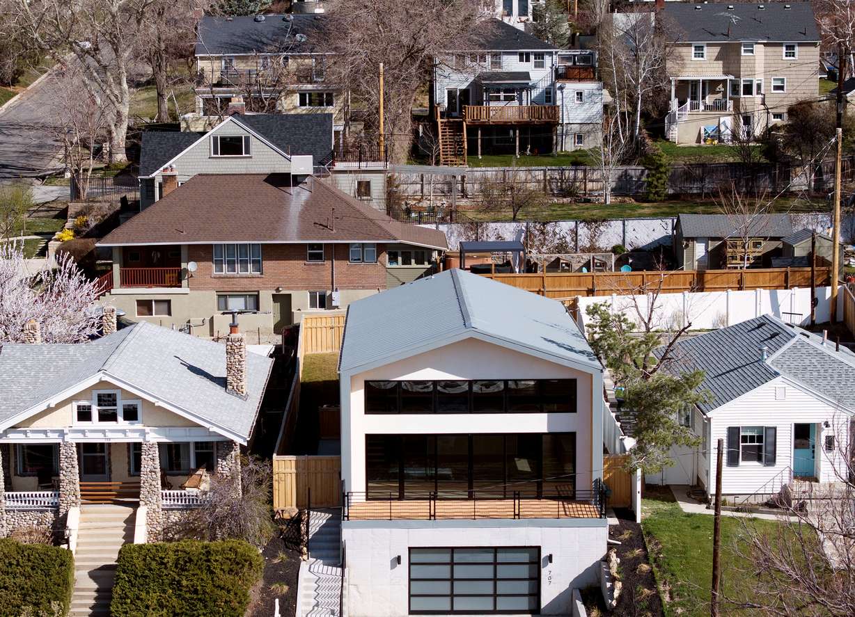 Homes in the Avenues neighborhood of Salt Lake City are pictured on Thursday, March 27.