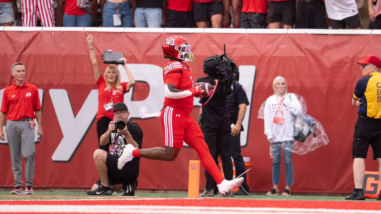 Utah running back Wayshawn Parker runs into the end zone of the team's first series of the game against Cal Poly on Sept. 6, 2025.