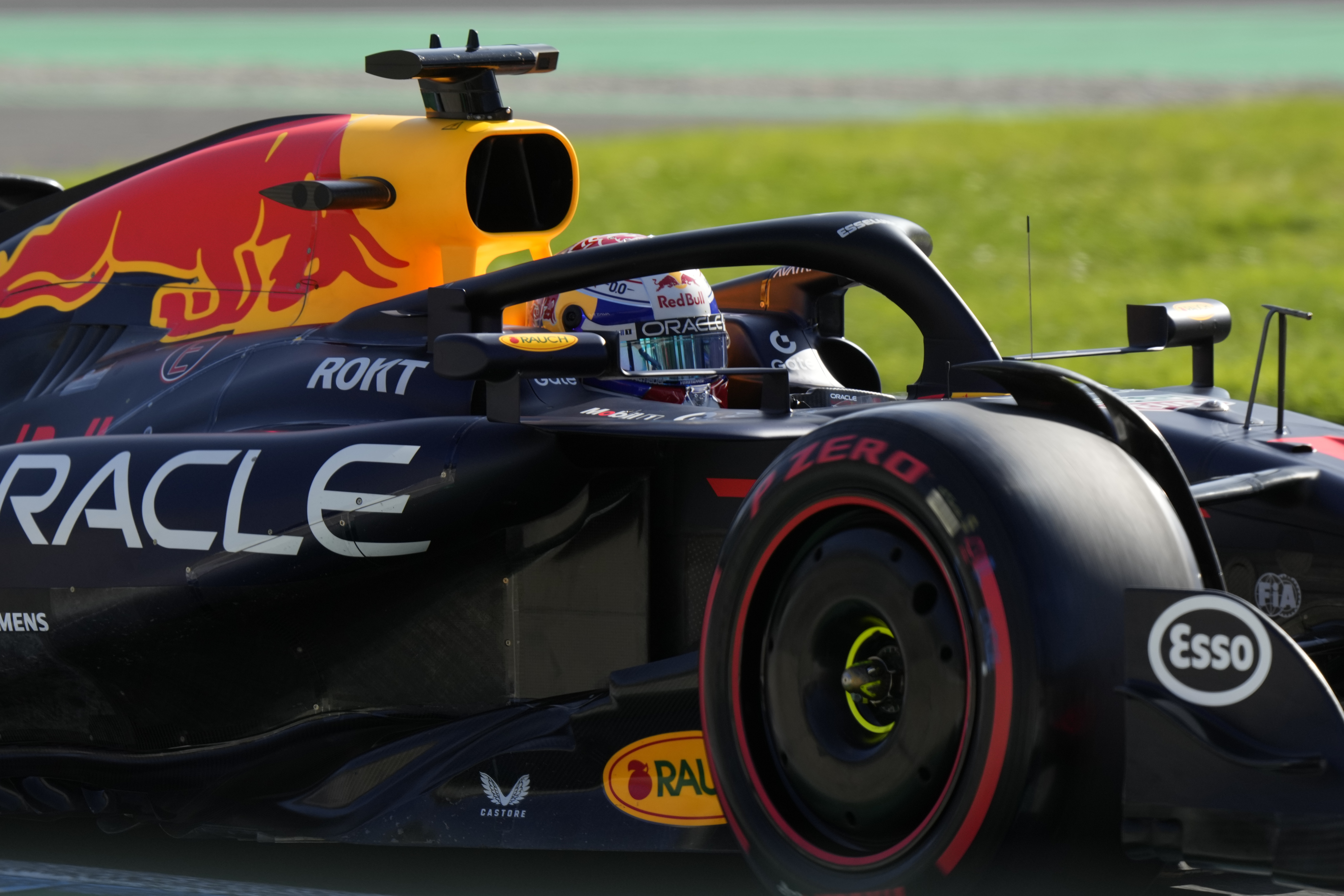 Red Bull driver Max Verstappen of the Netherlands steers his car during the qualifying session ahead of the Italian Grand Prix at the Monza racetrack in Monza, Italy, Saturday, Sept. 6, 2025. 