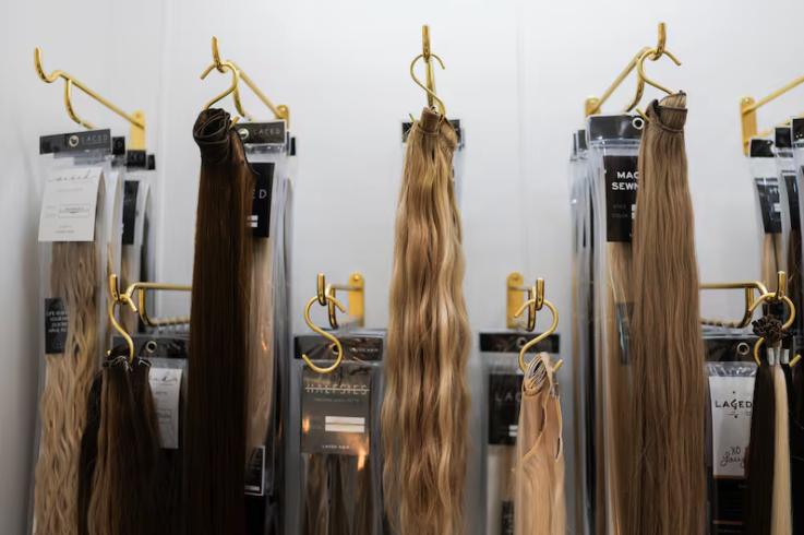 Hair extensions are on display at Laced Hair Extensions’ headquarters ahead of the Laced Hair Foundation’s fourth annual Hair for Hope Gala, a charity gala to give away hair extensions to women in need in Salt Lake City on Tuesday.