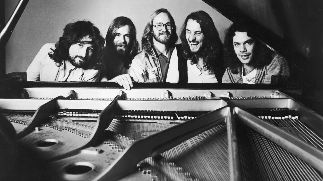 Supertramp in the 1970s: Rick Davies, Dougie Thomson, John Helliwell, Roger Hodgson and Bob Siebenberg.