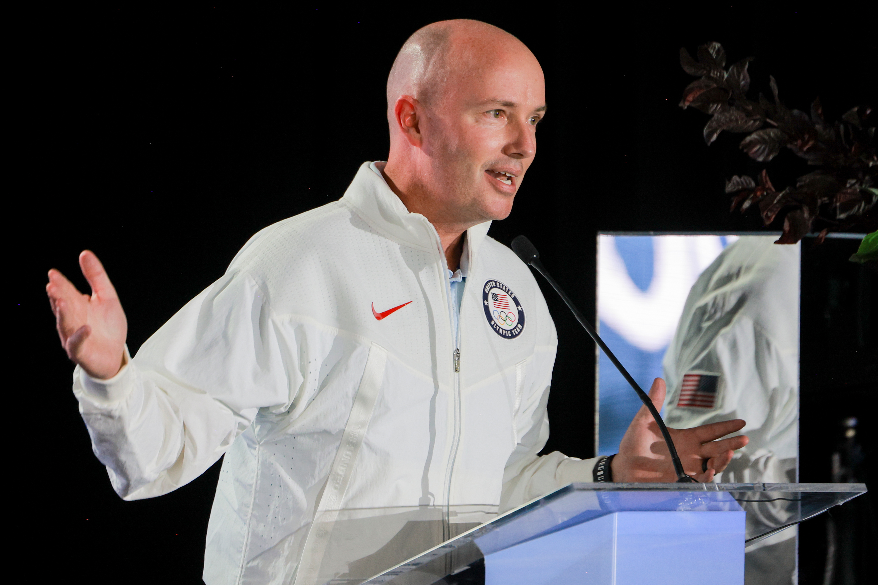 Utah Gov. Spencer Cox speaks during the Podium34 press conference at the City Centre Building in Salt Lake City on Monday.