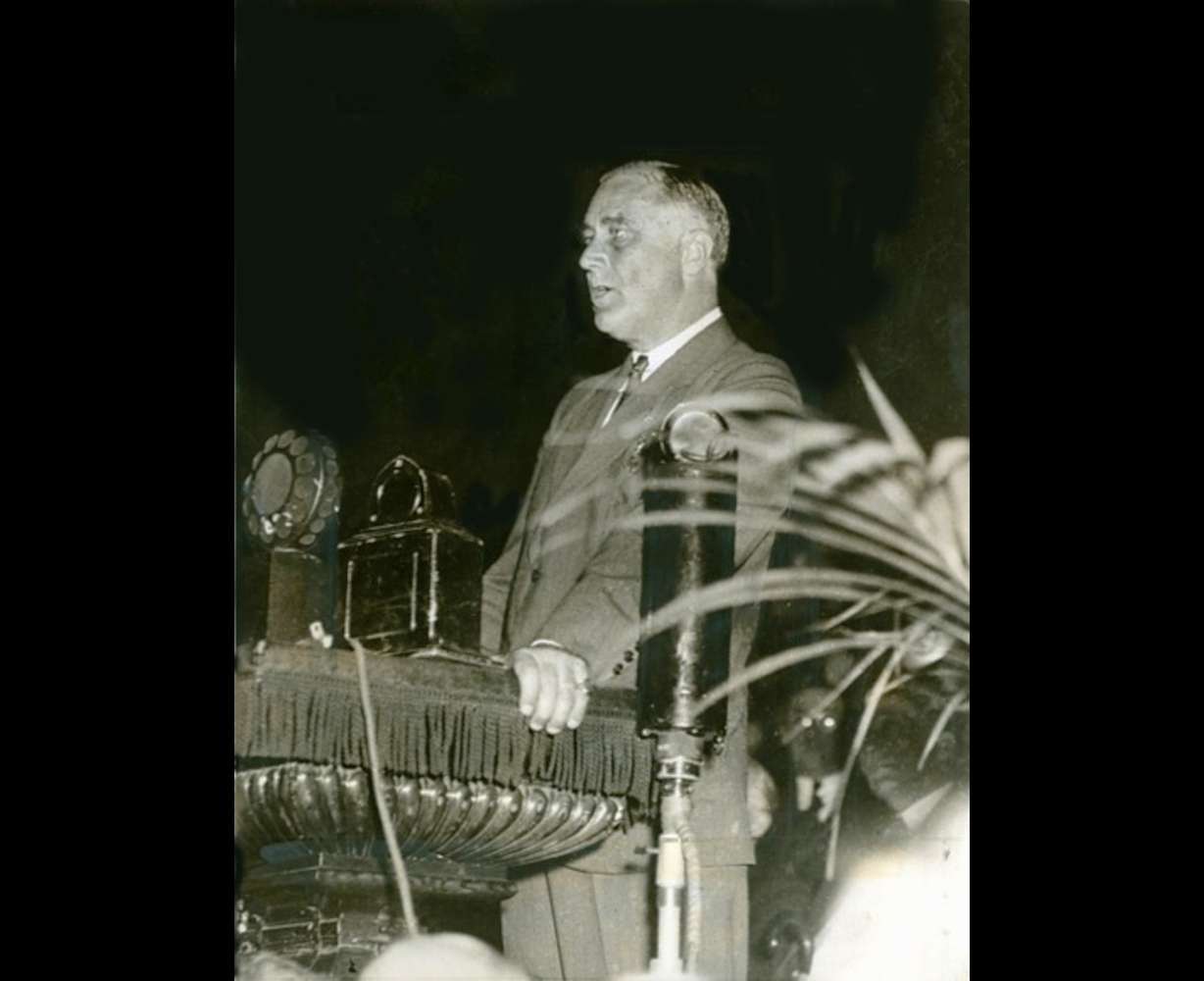 Future U.S. President Franklin D. Roosevelt speaks in the Salt Lake Tabernacle on Sept. 17, 1932. At the time, he was serving as governor of New York.