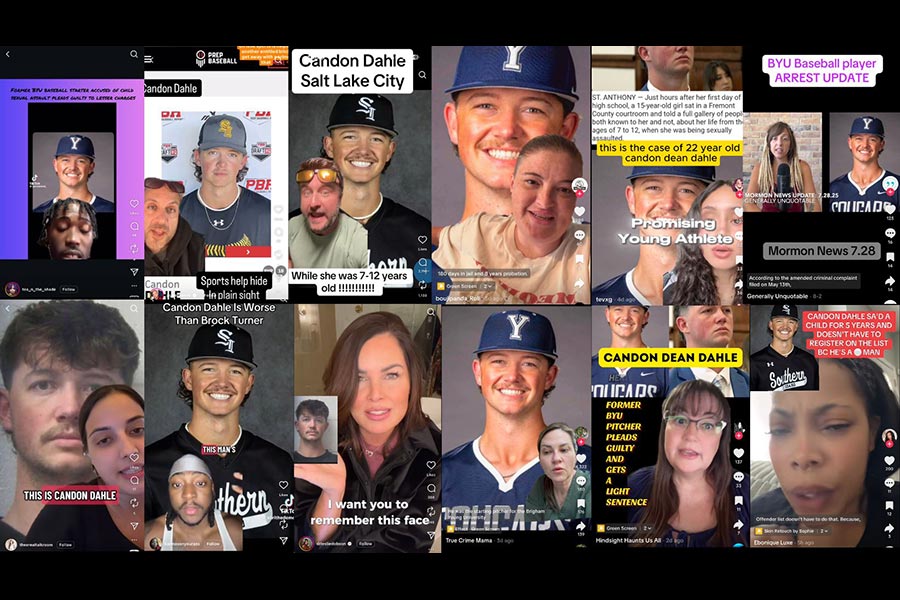 A small sample of the social media posts about Candon Dahle, many of them containing misinformation about his case, Tuesday. The judge presiding over Dahle's case has been receiving death threats following Dahle's sentencing.