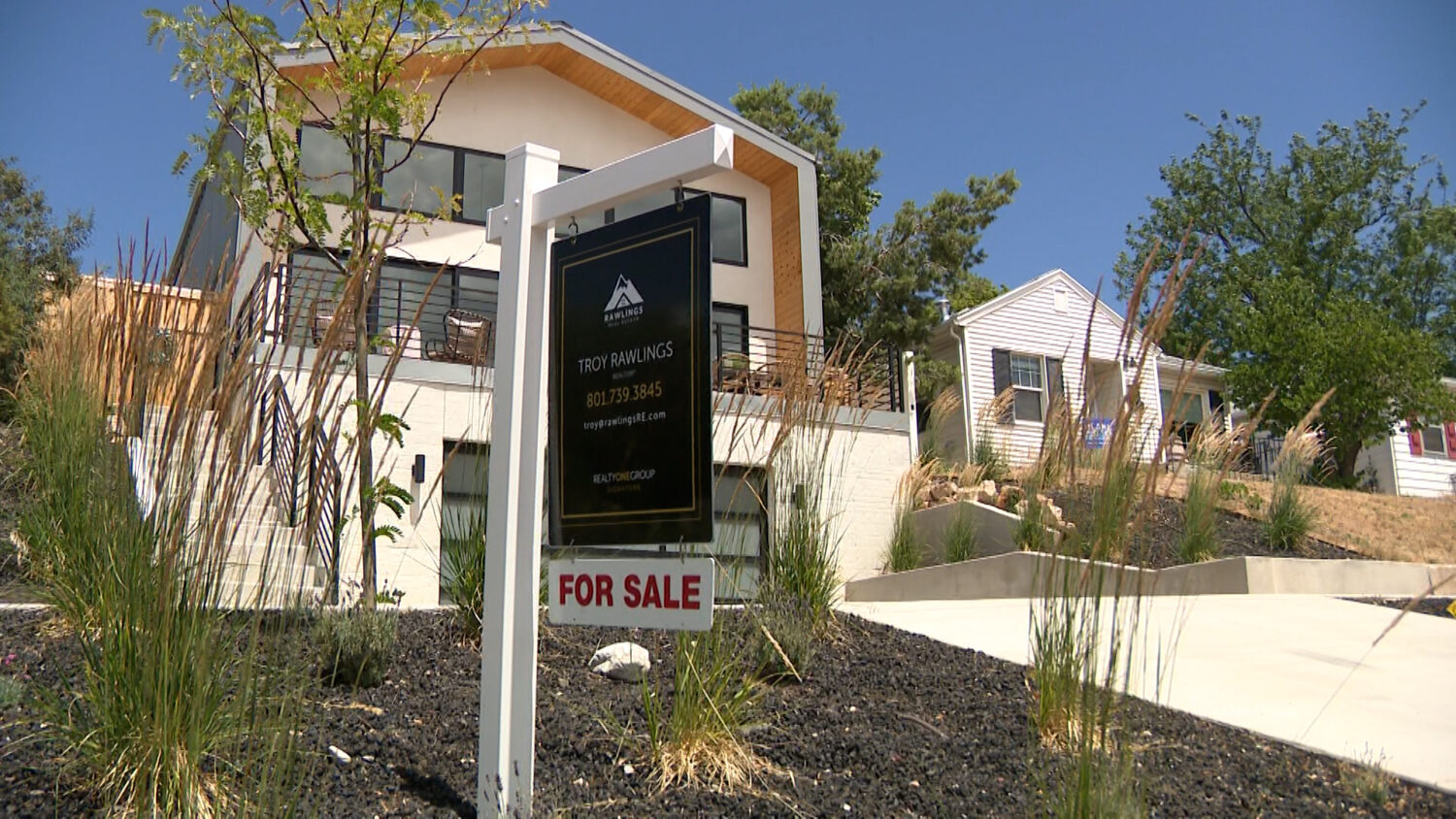 A house for sale in Salt Lake City is pictured. Home prices continue to stay stubbornly high despite falling mortgage rates.