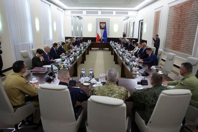 Polish Prime Minister Donald Tusk holds an extraordinary government meeting in Warsaw, Wednesday. Tusk said Wednesday's incursion was the closest to open conflict the country had seen since World War II.