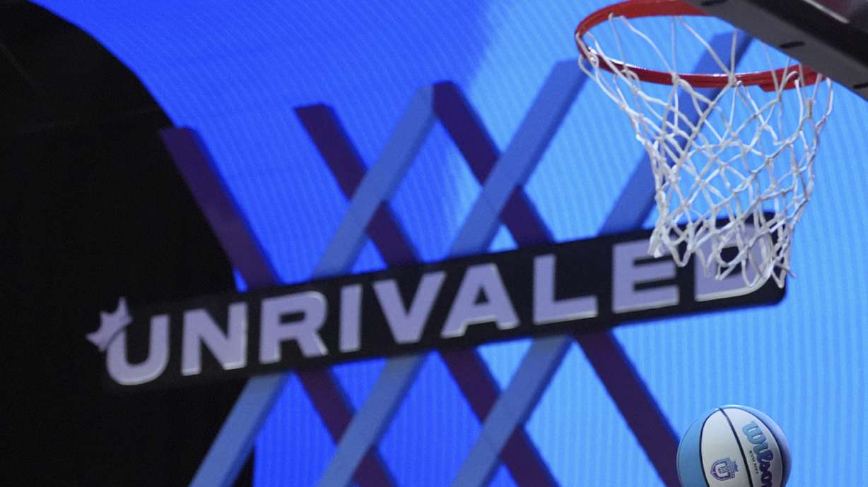 FILE - A player jumps to shoot during an Unrivaled 3-on-3 basketball semifinal, March 16, 2025, in Medley, Fla.