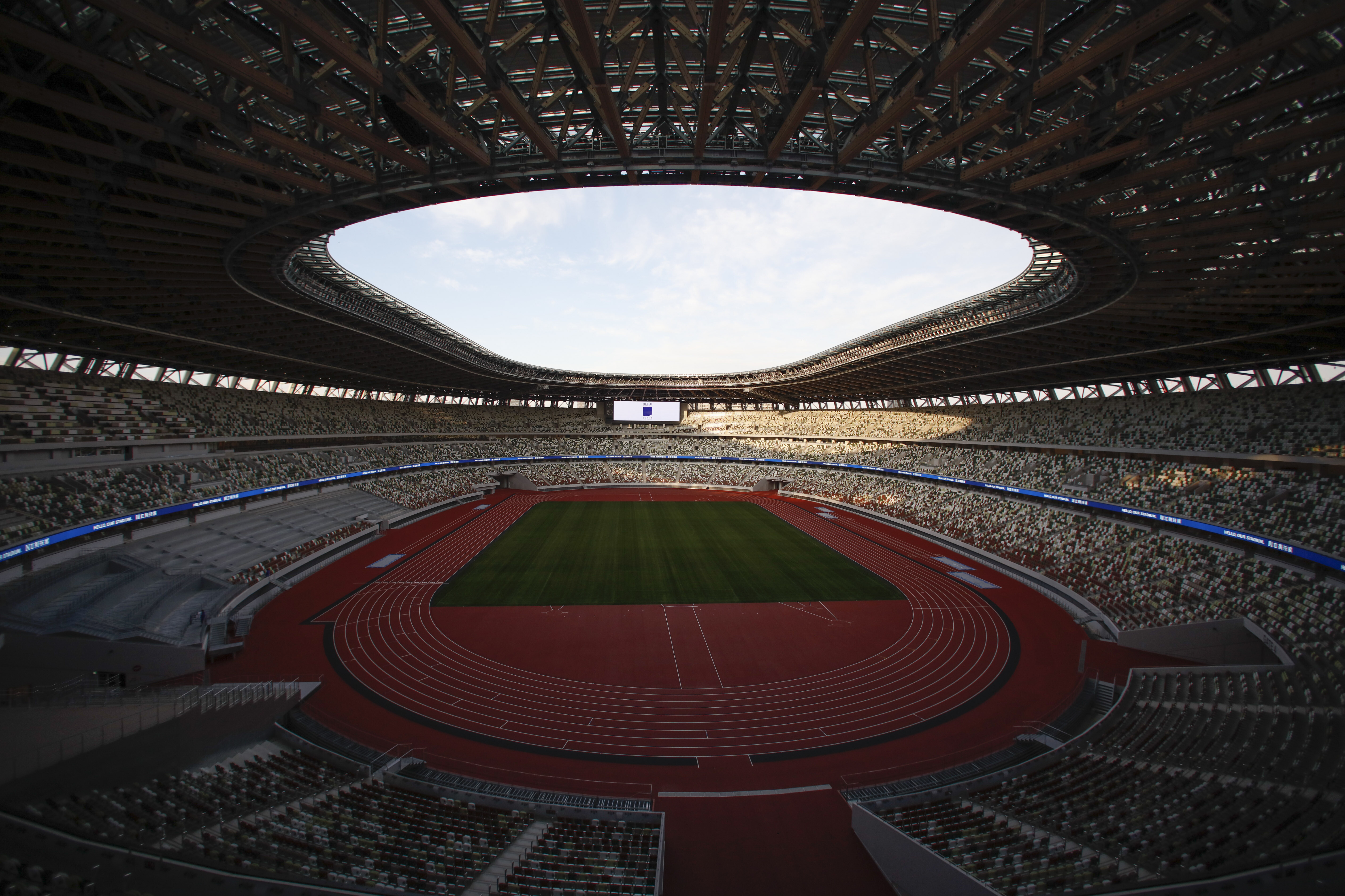 FILE - A general view of the new National Stadium is seen on Dec. 15, 2019, in Tokyo.