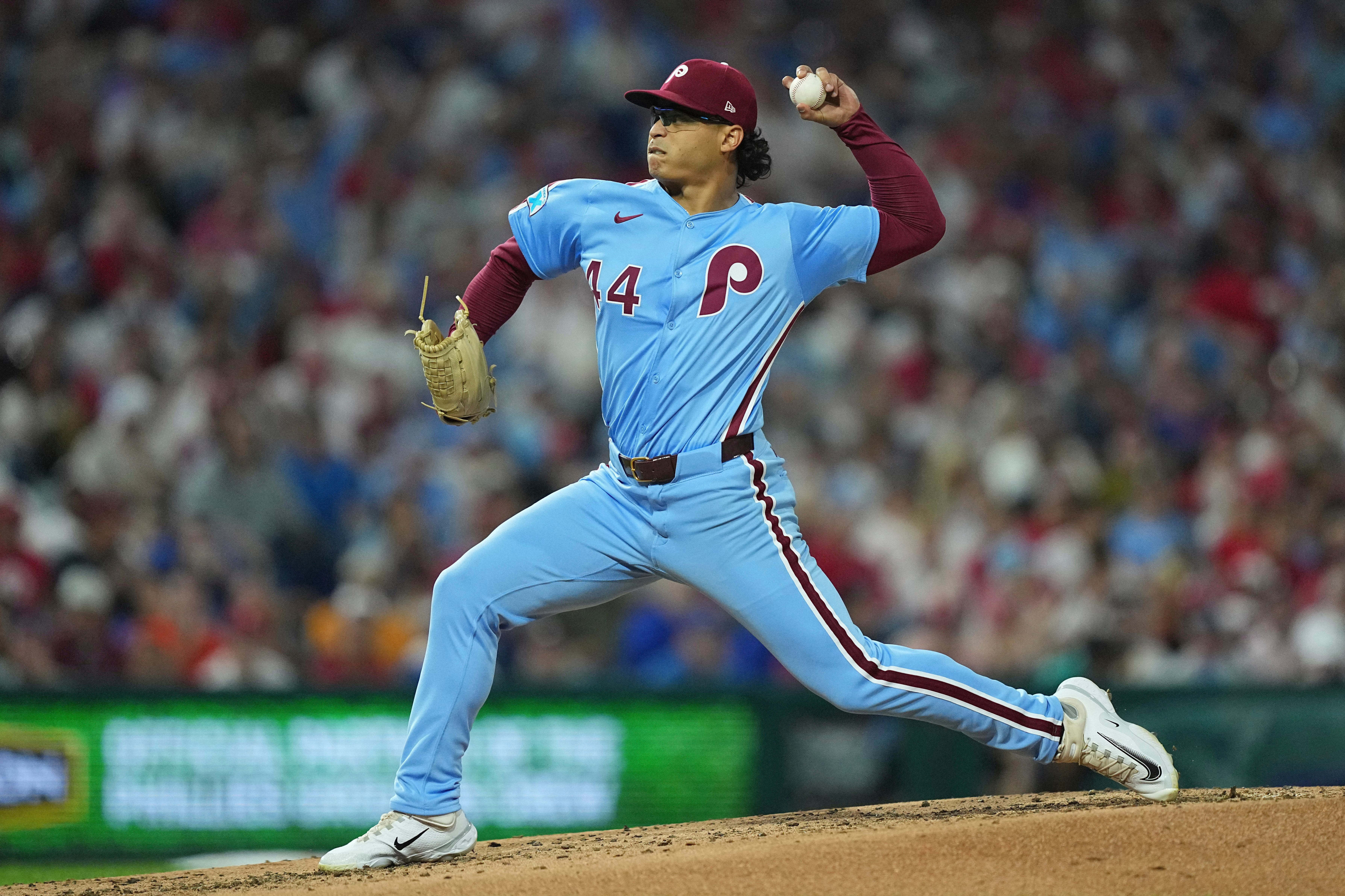 Philadelphia Phillies' Jesús Luzardo pitches during the third inning of a baseball game against the New York Mets, Thursday, Sept. 11, 2025, in Philadelphia.