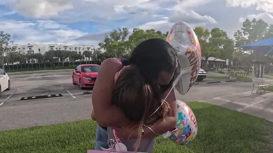 Mia Garcia, an 11-year-old girl, reunited with Bridgett Addison, the woman who saved her from drowning at Lakes Park in South Fort Myers, days after the incident.