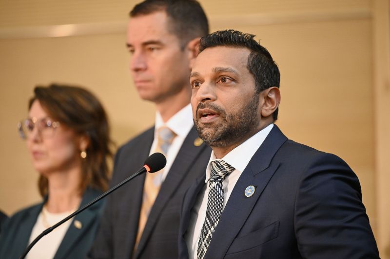 FBI Director Kash Patel speaks during a press conference where Utah Gov. Spencer Cox announced that the suspect in the Charlie Kirk killing had been arrested, inside the Pope Science Building on the campus of UVU in Orem on Friday. - Scott G Winterton, Deseret News