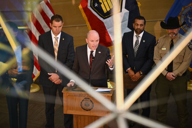 Utah Gov. Spencer Cox speaks during a press conference while joined by FBI Director Kash Patel and other local and federal law enforcement and government officials in the Pope Science Building on the campus of UVU in Orem on Friday. - Scott G Winterton, Deseret News
