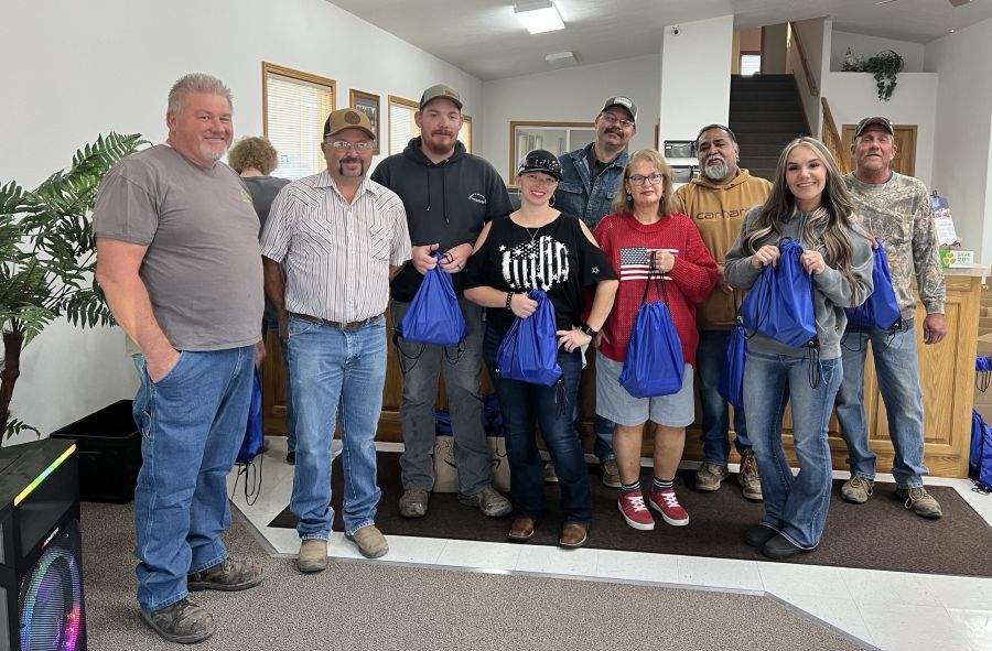 The hands behind assembled hygiene kits in Blackfoot, Idaho, Thursday. Local volunteers from Bingham Ag Service, LP Propane and Senergy helped assemble and deliver the kits.