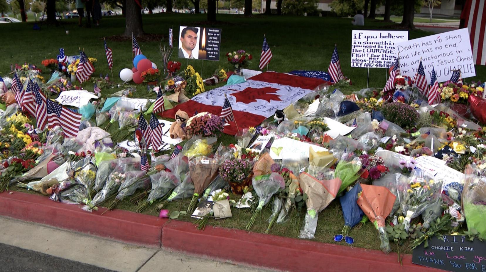 Crowds gather at Utah Valley University to pay respects at Charlie Kirk memorial