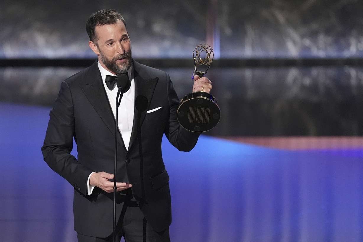 Noah Wyle accepts the award for outstanding lead actor in a drama series for "The Pitt" during the 77th Primetime Emmy Awards on Sunday, at the Peacock Theater in Los Angeles.