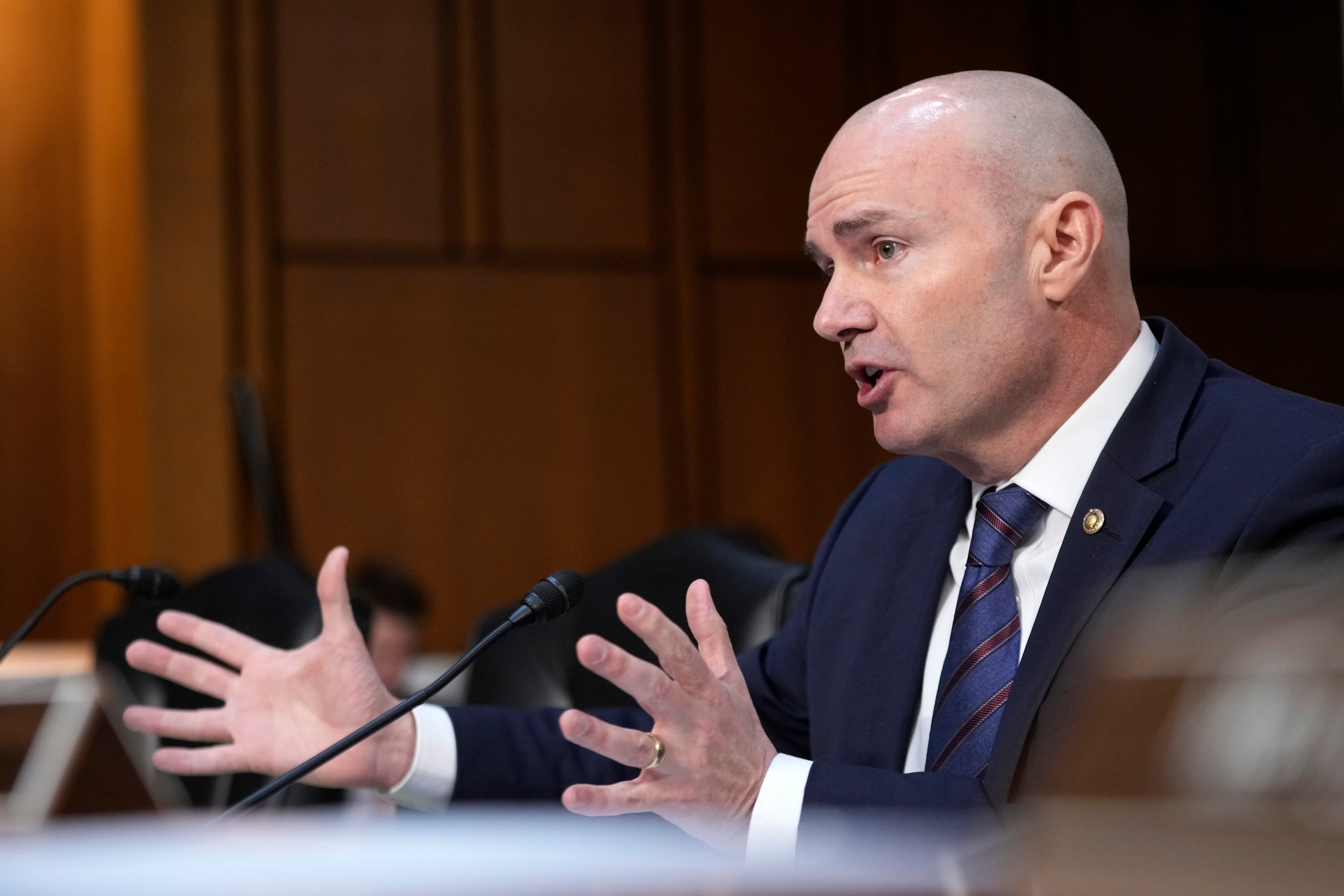 Sen. Mike Lee, R-Utah, speaks during a confirmation hearing before the Senate Judiciary Committee for Kash Patel, President Donald Trump's choice to be director of the FBI, at the Capitol in Washington, Jan. 30.
