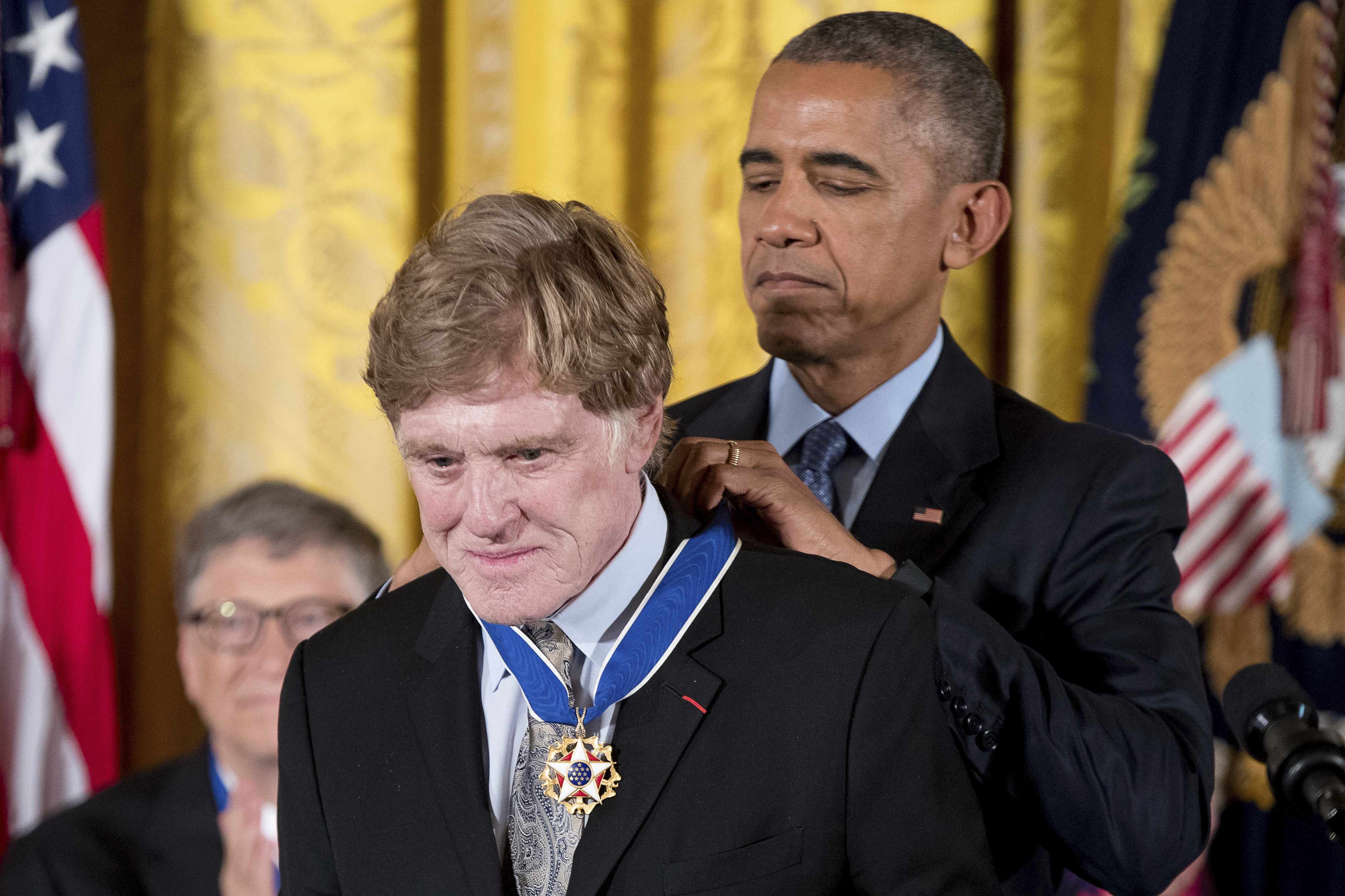 President Barack Obama presents the Presidential Medal of Freedom to actor Robert Redford during a ceremony in the East Room of the White House, Nov. 22, 2016, in Washington. Redford died at the age of 89 on Tuesday.