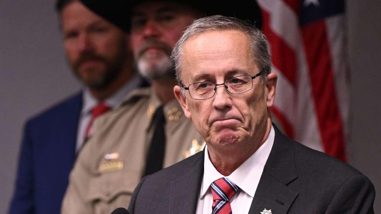 Utah County Attorney Jeffrey S. Gray announces the charges his office plans to bring against Tyler Robinson, 22, who is the suspect in the shooting death of Charlie Kirk, during a press conference in Provo on Tuesday.