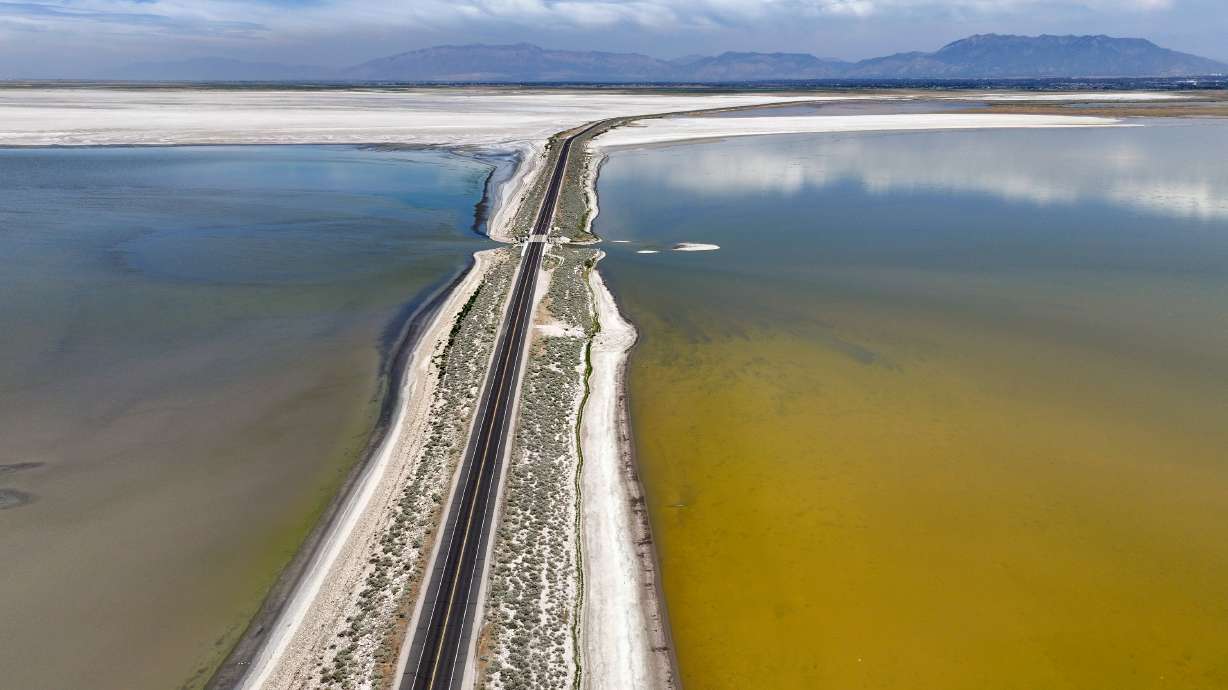 The Great Salt Lake and the causeway to Antelope Island on July 29. Great Salt Lake Watershed Enhancement Trust officials said Wednesday they've secured an agreement to help the lake get another 10,000 acre-feet of water to the lake.