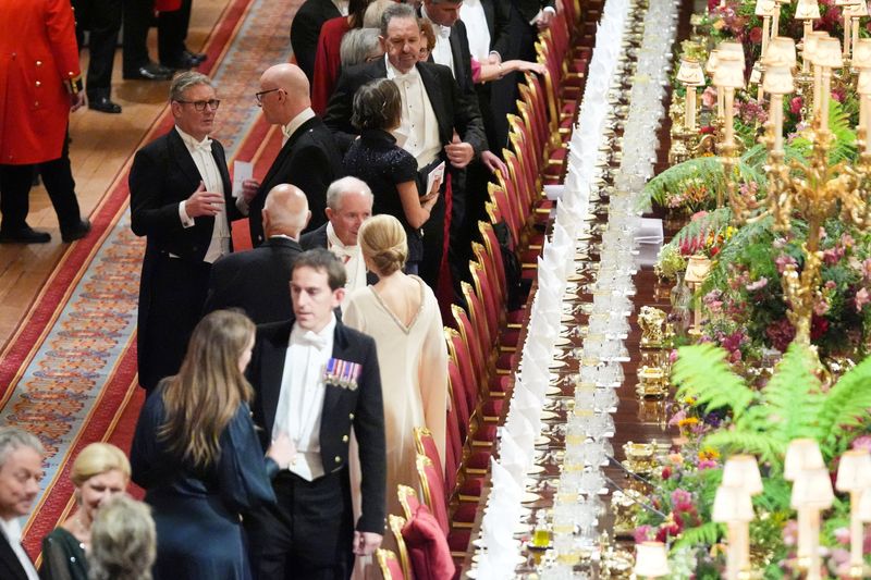 Prime Minister Keir Starmer at the state banquet at Windsor Castle, Wednesday. Starmer said he aims to use President Donald Trump's state visit as a chance to strengthen geopolitical and economic ties.