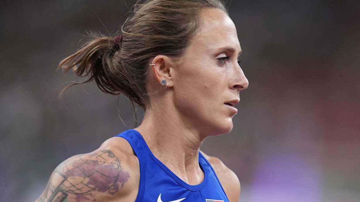 United States' Shelby Houlihan competes in women's 5,000 meters heat at the World Athletics Championships in Tokyo, Thursday, Sept. 18, 2025.