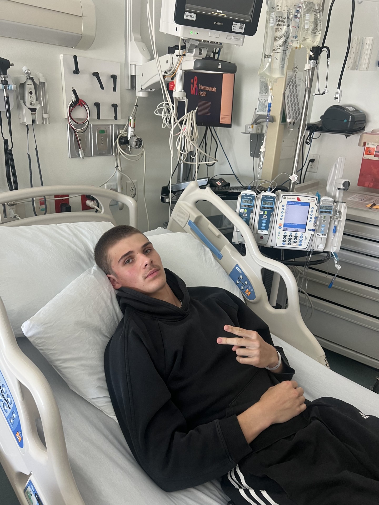 Cru at the hospital.