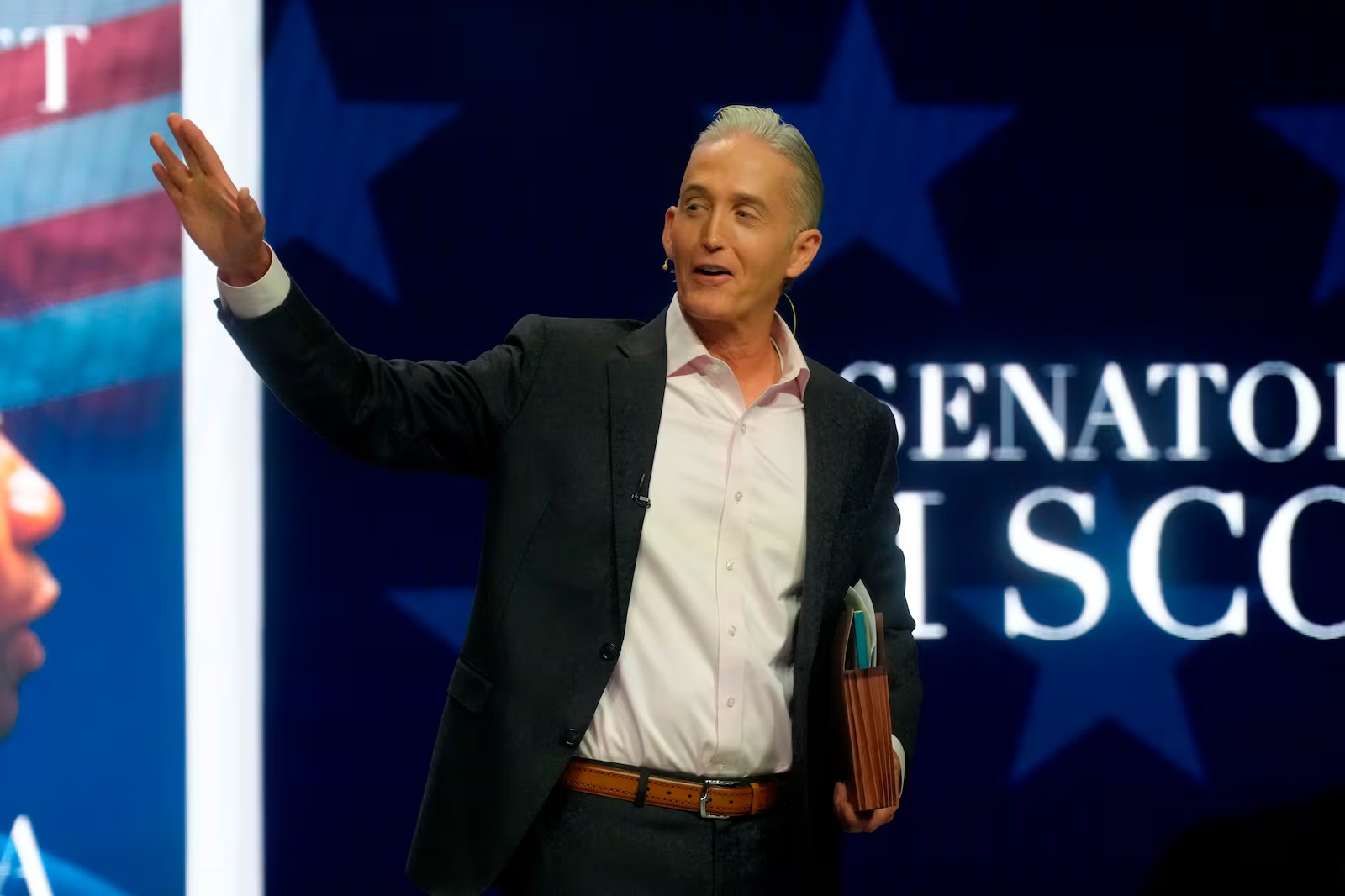 Trey Gowdy speaks at a book launch event for his friend U.S. Sen. Tim Scott, R-S.C., on Aug. 6, 2022, in Mount Pleasant, S.C. 