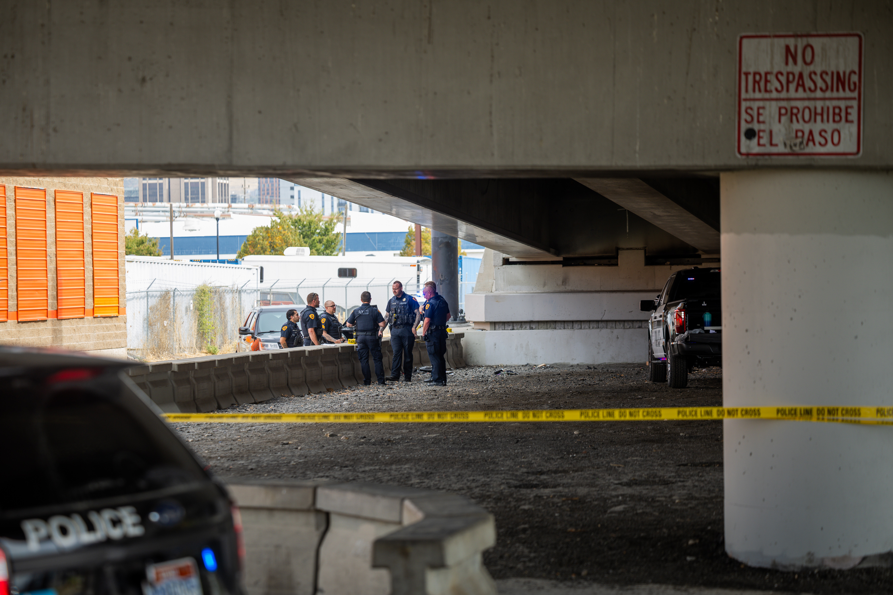 A Salt Lake City police officer was allegedly attacked by a trespasser at 550 W. 500 South in Salt Lake City on Friday.