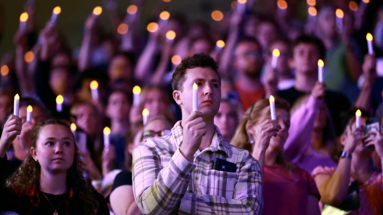 Attendees hold up battery operated candles during a vigil for Charlie Kirk at UVU in Orem on Sept. 19, 2025. Here's a look at each of the 93 homicide victims who were killed in Utah during 2025, according to statistics compiled annually by KSL.